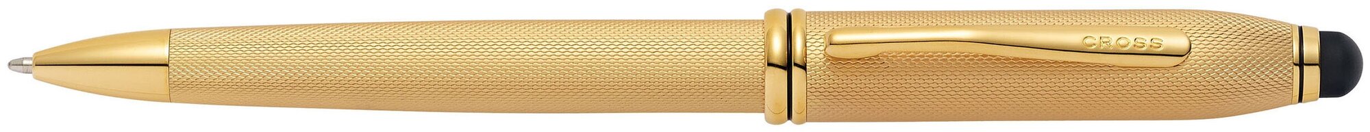 Ручка шариковая Cross Townsend Stylus со стилусом 8 мм, латунь/позолота 23К с алмазной гравировкой, цвет золотистый (AT0042-42)