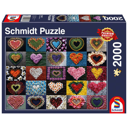 Пазл 2000 Цветочные сердца 58327 Schmidt, картон  - купить со скидкой