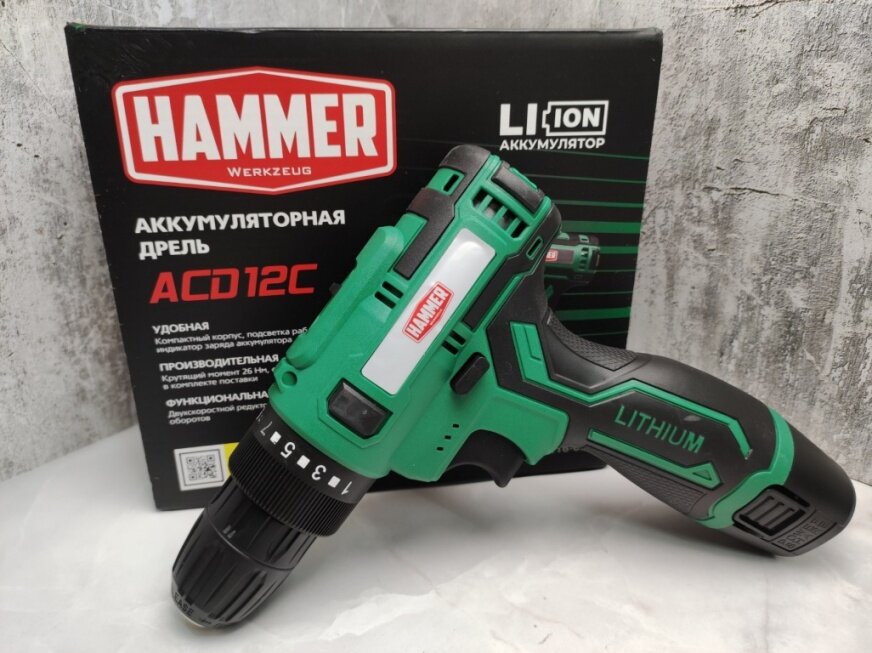 Аккумуляторная дрель-шуруповерт Hammer ACD12C