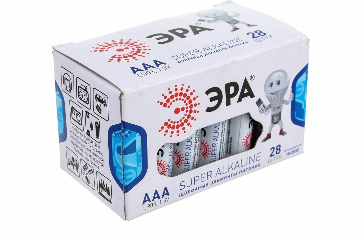 Батарейка ЭРА LR03-28 Box SUPER Alkaline (ААА, мизинчиковые) (28шт/уп)