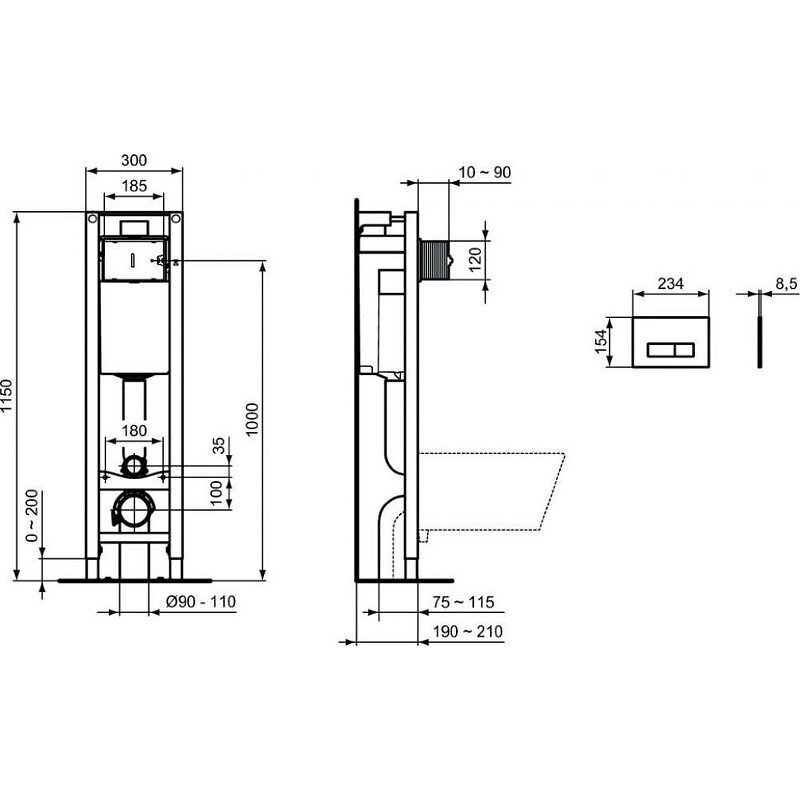 Инсталляция для подвесного унитаза Ideal Standard Prosys Eco Frame M - фото №5