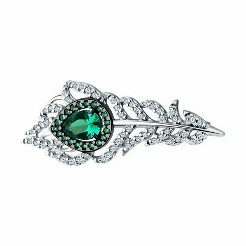 Брошь Diamant online, серебро, 925 проба, фианит