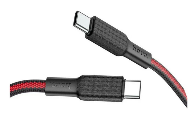 Кабель Hoco X69 Jaeger 60W charging data cable Type-C To Type-C, 1 метр, черно-красный