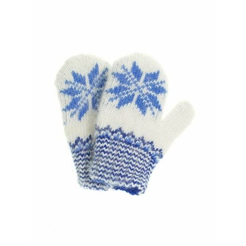 Варежки Рассказовские варежки детские демисезонные, шерсть, размер 1-3 года, голубой, белый