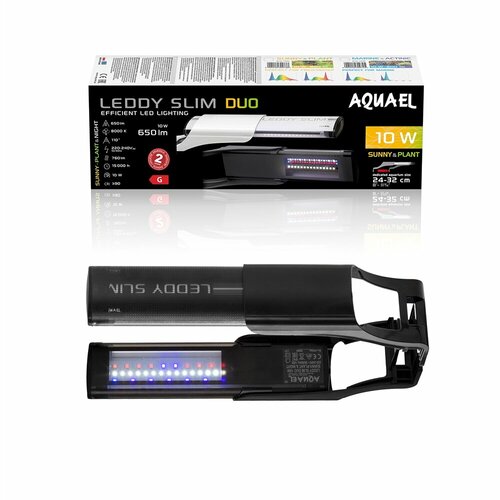 Светильник Aquael DUO LEDDY SLIM SUNNY/PLANT DAY & NIGHT 10 W (24-32 см.) черный