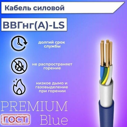 Провод электрический/кабель ГОСТ + Premium Blue 0,66 кВ ВВГ/ВВГнг/ВВГнг(А)-LS 5х6 круглый с заполнением - 10 м.