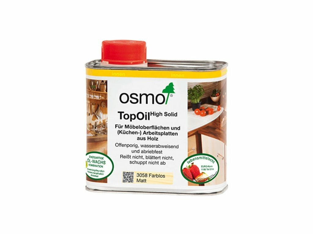 Масло-воск OSMO TopOil матовое, 3058 бесцветный, 0.5 л