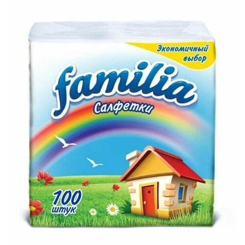 Салфетки Hayat Familia белые 24х23см радуга 100 шт