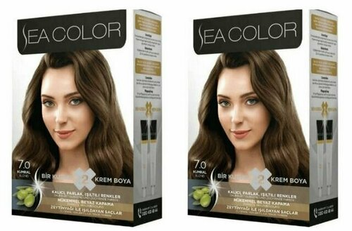 SEA COLOR HAIR DYE KIT Набор для окрашивания волос 7.0 Русый натуральный, 2 шт.
