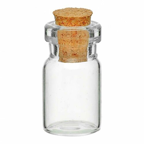 Бутылочка Простая стеклянная с пробкой 0009517 прозрачная 18х10 мм, цена за 1 шт.