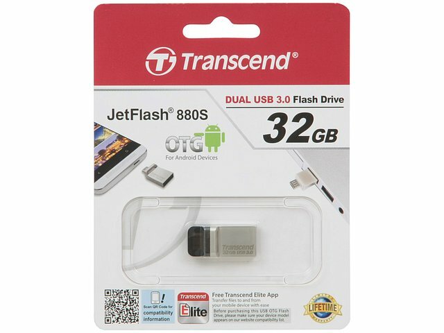 Накопитель USB flash Transcend Накопитель USB flash 32ГБ Transcend JetFlash 880S TS32GJF880S, OTG (USB3.0)