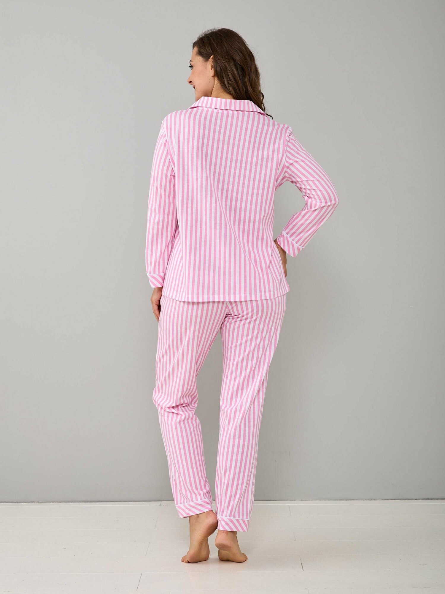 Пижама домашняя женская Алтекс рубашка со штанами розовая, размер 48 - фотография № 6