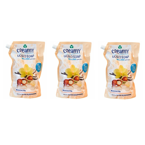 CREAMY Жидкое мыло, ваниль и масло макадами, 1250 мл, 3 уп