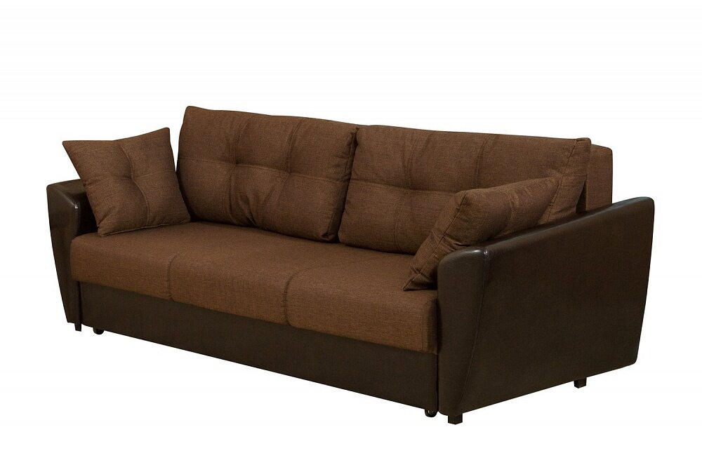 Прямой диван Мадейра коричневый, механизм Еврокнижка