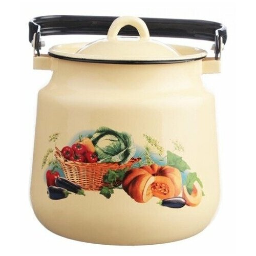 Бидон эмалированный СтальЭмаль Урожай с крышкой и ручкой 35л ёмкость для хранения бак пищевой 1843₽