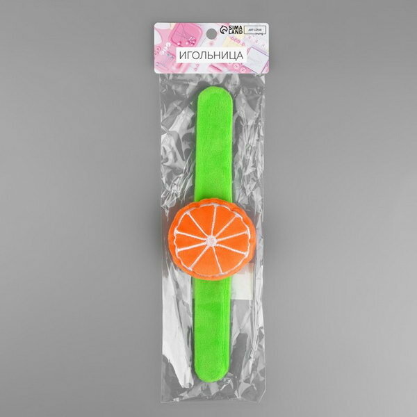 Игольница на браслете "Апельсин", 23 x 7 см, цвет зелёный