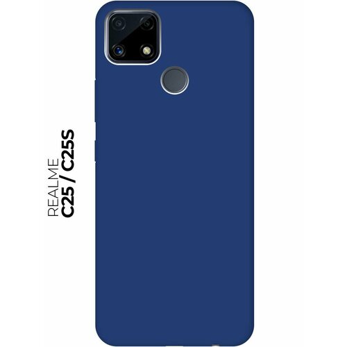 Матовый чехол на Realme C25 / C25S / Рилми С25 / С25с Soft Touch синий матовый чехол space stickers для realme c25 c25s рилми с25 с25с с 3d эффектом черный