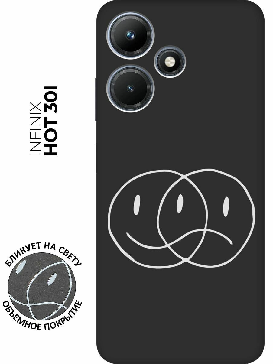 Матовый чехол Two Faces W для Infinix Hot 30i / Инфиникс Хот 30и с 3D эффектом черный