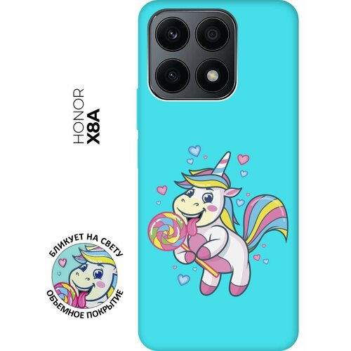 Матовый чехол Unicorn and candy для Honor X8a / Хонор Х8А с 3D эффектом мятный матовый чехол rainbow unicorn для honor x8a хонор х8а с 3d эффектом черный