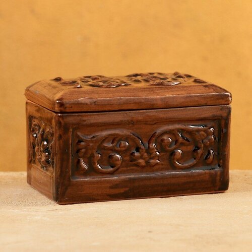 Шафран Шкатулка Риштанская керамика Акташ 12х7см 941₽