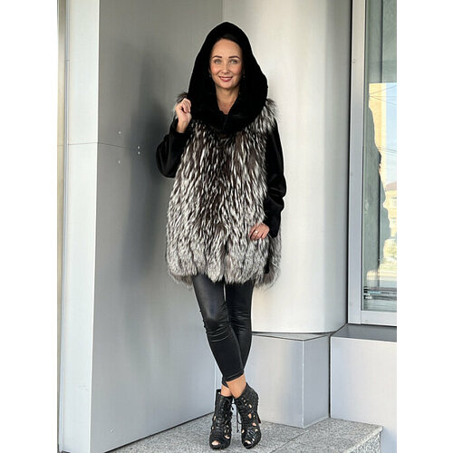 Шуба PARADEA, размер 46, белый, черный