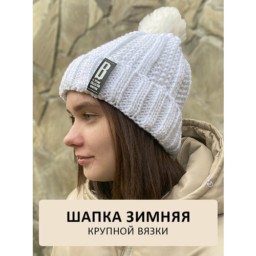 фото Шапка бини шапка bu xiyun осень-зима вязаная демисезонная, шерсть, вязаная, размер 52/58, белый нет бренда