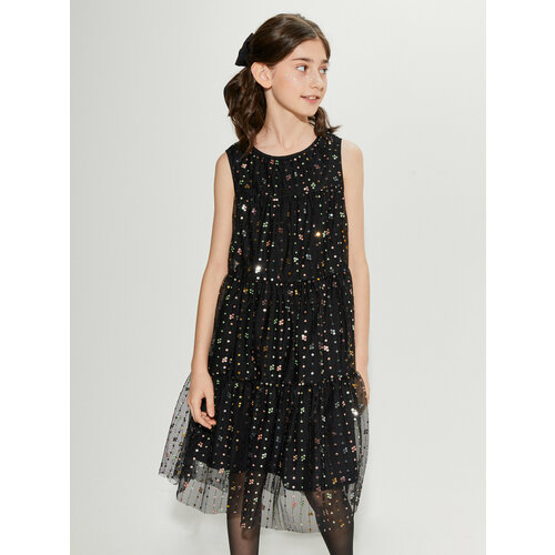 фото Платье acoola, нарядное, размер 128, черный