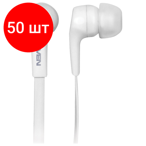 Комплект 50 шт Наушники с микрофоном гарнитура SVEN E-211M проводные 12 м вкладыши белый SV-015749 1908₽