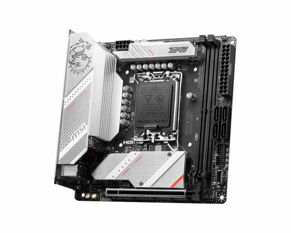 Материнская плата mini-ITX MSI (LGA1700, B760, 2*DDR5 (7200), 4*SATA 6G RAID, 2*M.2, PCIE, 2.5Glan, WiFi, BT, HDMI, DP, USB Type-C - фото №3