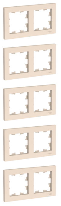 Рамка 2-постовая, универсальная, Schneider Electric/Systeme Electric AtlasDesign, бежевый(глянцевый) ATN000202(комплект 5 шт.)