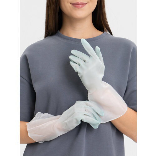 Перчатки хозяйственные универсальные повышенной прочности Размер S Цвет Светло-синий 999₽