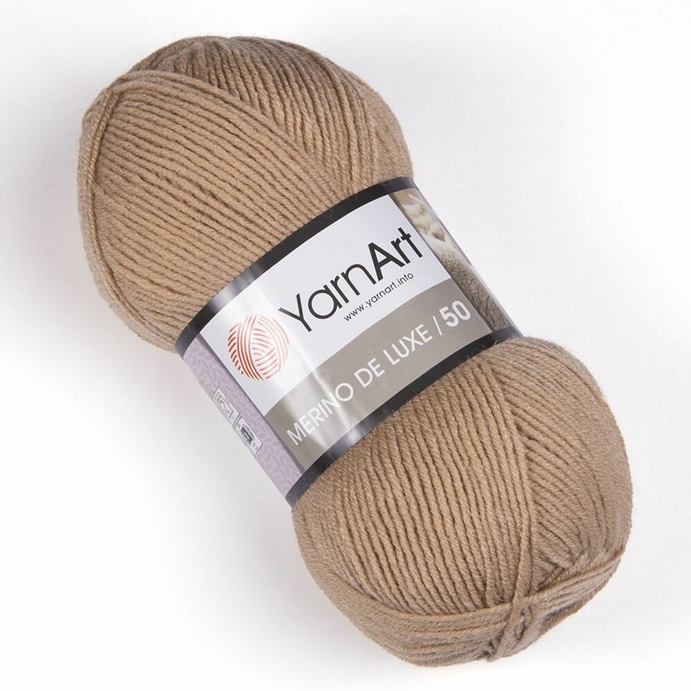 Пряжа MERINO DE LUXE 50 (YarnArt), бежевый - 511, 50% шерсть, 50% акрил, 5 мотков, 100 г, 280 м.