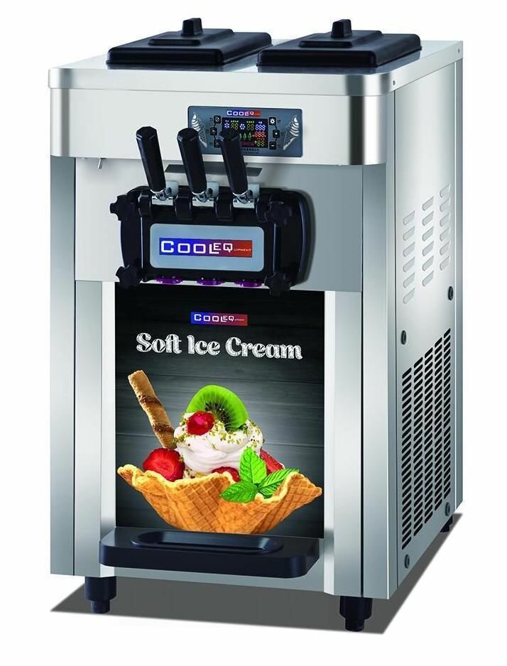 Фризер электрический для мягкого мороженого COOLEQ IF-3, мороженица автоматическая c 2 компрессорами, с ночным хранением, 20 л/час, 3,7 л+3,7л