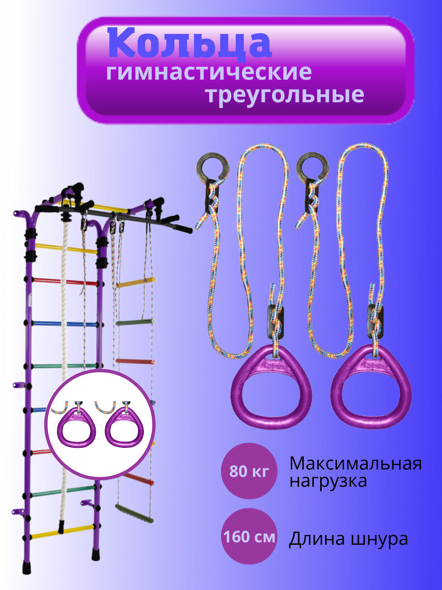 Кольца гимнастические треугольные Maksi-junior для Детского Спортивного Комплекса фиолетовые