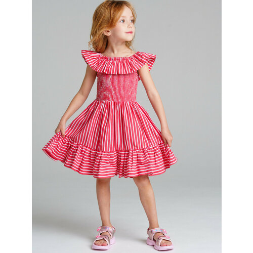 Платье playToday, размер 104, красный школьный фартук playtoday размер 104 красный