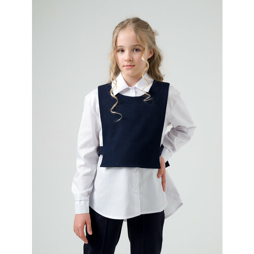 школьная блуза sherysheff размер 122 синий Школьная блуза Sherysheff, размер 122, белый