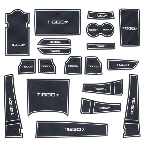 Силиконовые противоскользящие накладки MyPads на Chery Tiggo 7 2016-2020 в салон автомобиля на дверь подстаканник на подлокотник черно-белая флуо 1126₽