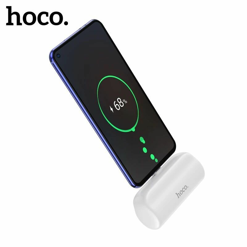 Внешний аккумулятор hoco J106 с штекером Lightning и подставкой / power bank для iPhone 5000mAh / белый — фото 1