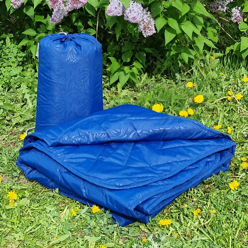 Плед для пикника 140х200 стеганый непромокаемый с грязеотталкивающим покрытием, синий