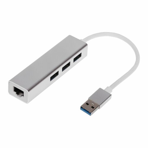 USB-разветвитель HUB 3 порта порт Ethernet кабель 10 см серебристый 143400₽