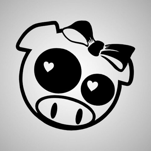 Наклейка Свинья девочка черная 400₽