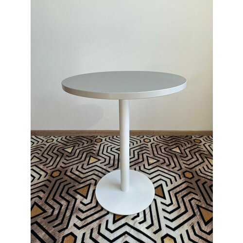 Стол обеденный круглый нераскладной Лофт, d60 h 76 см белый шиншилла серый