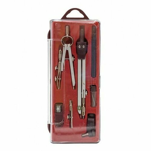 Набор чертежн. INTELLIGENT CJ-9 7 предметов: 2 циркуля 9см, 13см, грифель, точилка, в пластиковом футляре (1/10/120) 319455