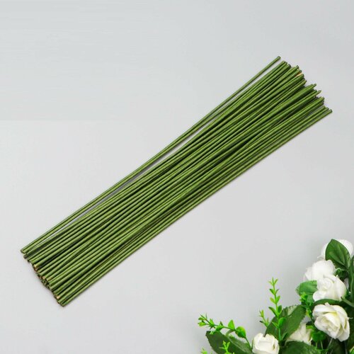 Проволока для изготовления цветов Зелёная 40 см сечение 25 мм наб50 шт 470₽