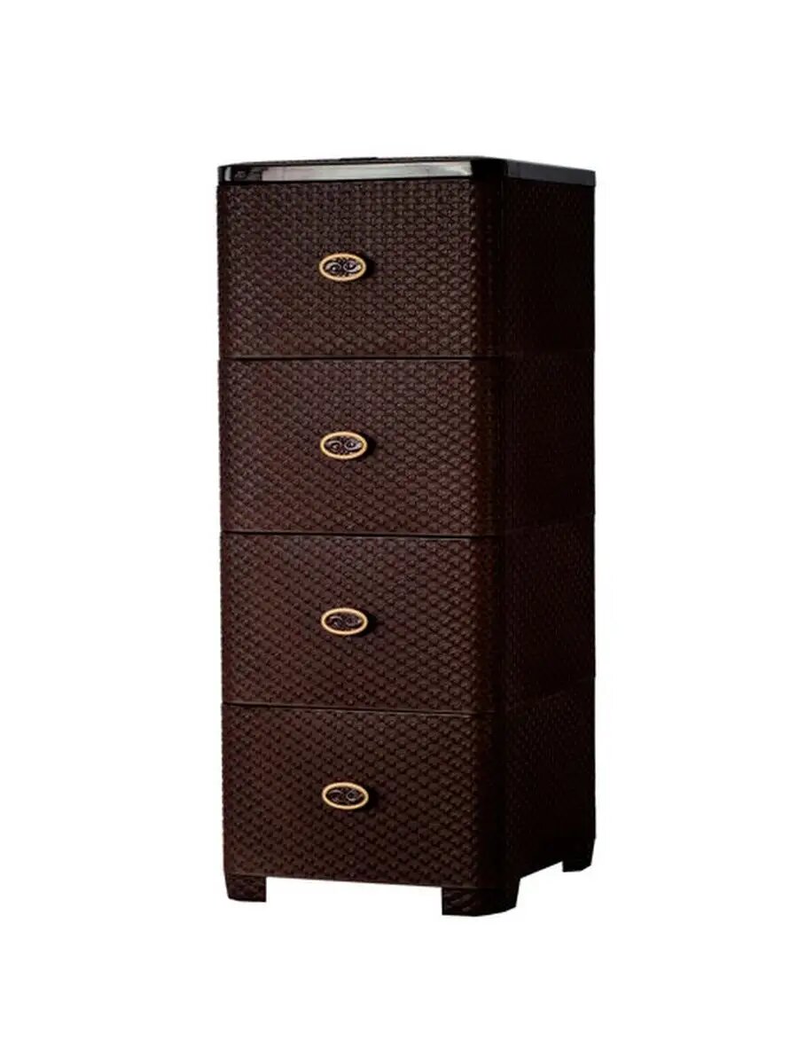 фото Комод 4-х секционный "Плетёнка" шоколадный г. Пятигорск