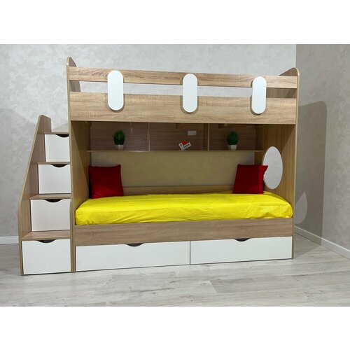 Кровать Фортуна (дуб сонома + белый) правая/левая