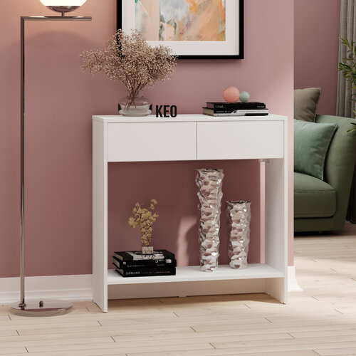 Стол консольный с выдвижными ящиками в гостиную спальню прихожую Кео СЛК-402 молочный