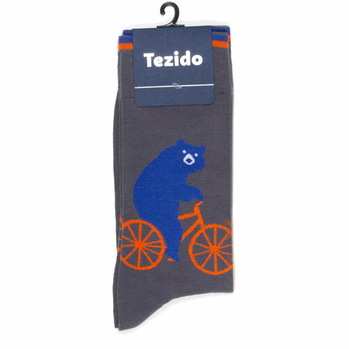 фото Носки tezido, размер 41-46, оранжевый, синий, серый