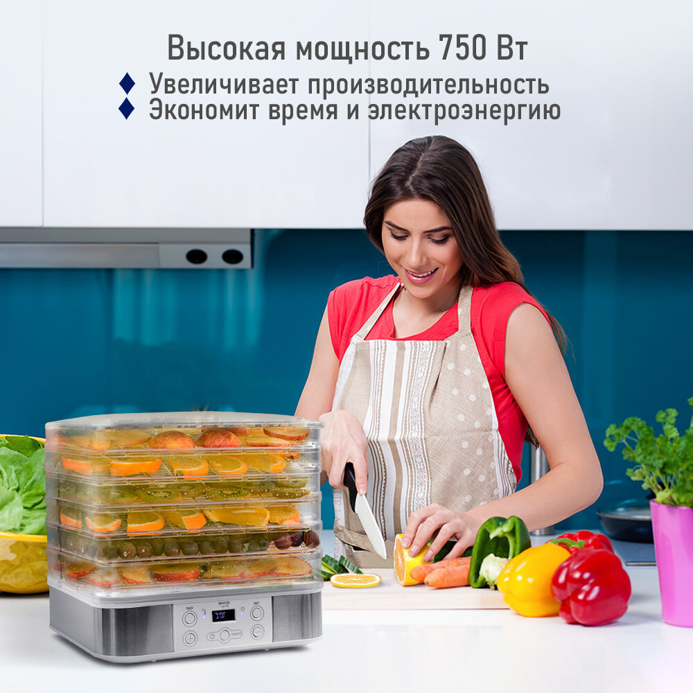 Дегидратор сушилка для овощей электросушилка STINGRAY ST-FD701A 11 поддонов (3 основных + 4 разборных + 2 для пастилы + 2 для ягод) белый жемчуг — фото 1