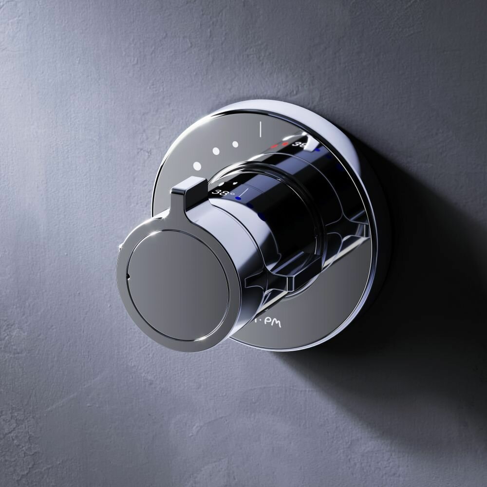 фото Термостатический смеситель для ванны и душа встраиваемый AM.PM X-Joy F85A65600 хром, смеситель с внутренней частью на 1 потребителя, высокочувствительный термоэлемент, гарантия 10 лет, Германия